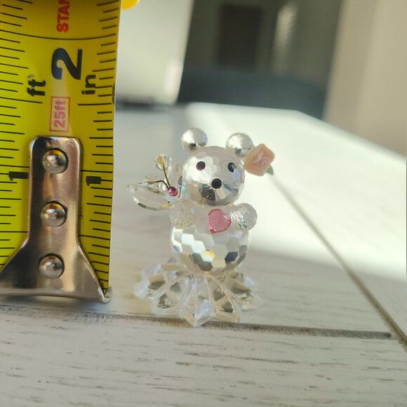 Miniature Crystal Bear Figurine With Heart, Flower, and Butterfly - Beautiful - Picture 9 of 10